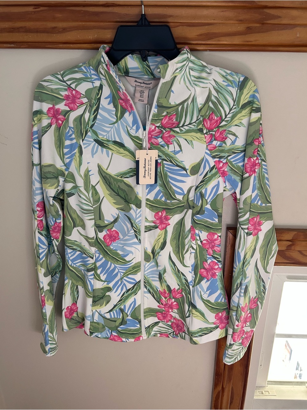 Tommy Bahama Floral Tropical Zip Jacket in Pink, Green & Light Blue